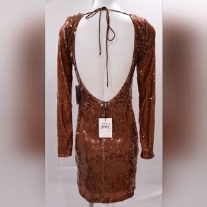 Bardot Verona Sequin Mini Dress In Chocolate -Style # 59513DB - NEW WITH TAGS